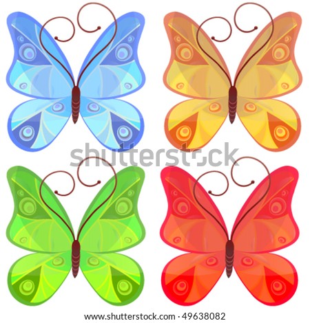 Set of abstract vector butterflies.