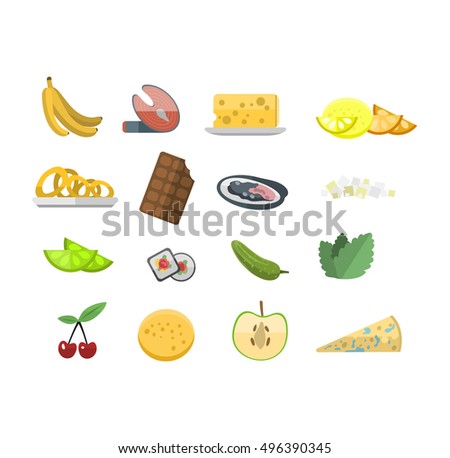 Vector food icons and sweet fast food elements