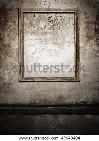 old grunge interior with pictureframe