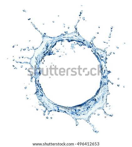 blue water splash isolated on white background Royalty-Free Stock Photo #496412653