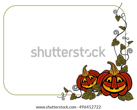 Funny frame with Halloween pumpkins. Raster clip art.