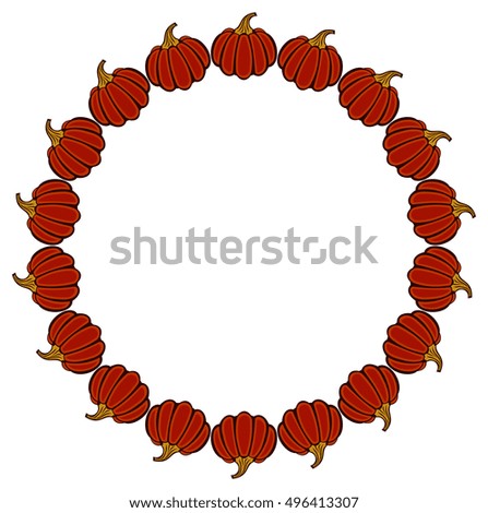 Round frame with Halloween pumpkins. Raster clip art.