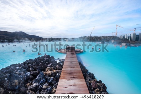 The Blue Lagoon geothermal spa is one of the most visited attractions in Iceland Royalty-Free Stock Photo #496418269