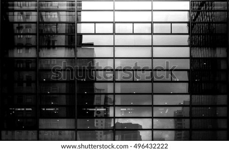 windows of business building in Hong Kong with B&W color
