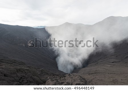 Crater of Bromo volcano in Bromo Tengger Semeru National Park, East Java, Indonesia