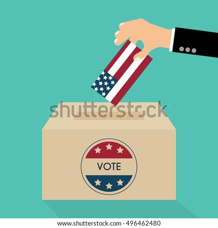 Presidential Election Day Vote Box. American Flag's Symbolic Elements - Red Stripes and White Stars.