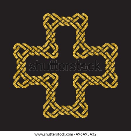 Golden glittering Celtic cross