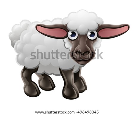 A cartoon cute sheep farm animal character