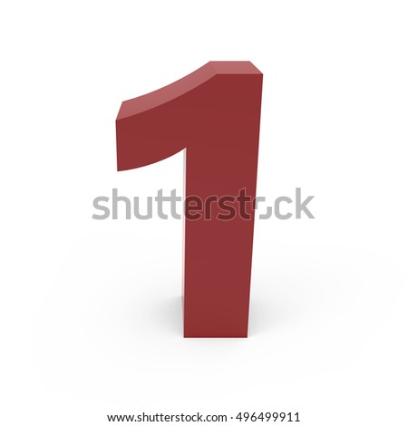 3d crimson number 1, 3D rendering graphic isolated white background