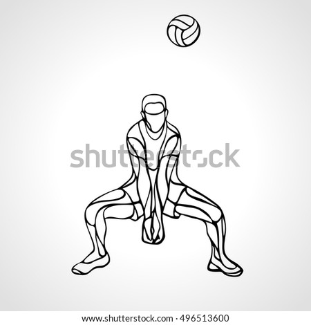 Volleyball player outline silhouette