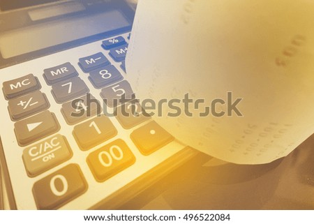 Bill for income and expenditure with soft focus                          