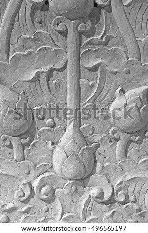 Thai style stucco on the wall of pagoda