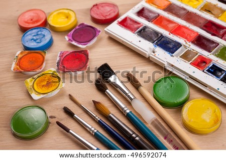 Creative Background made of art tools for painting
