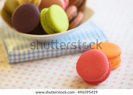 Closeup colorful macarons or macaroons