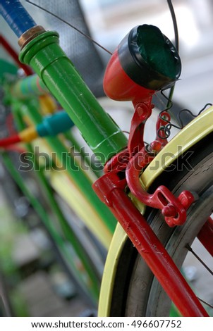 Detail of a colorful painted bicycle