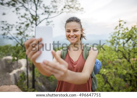 Woman Taking Pictures Device Concept