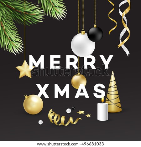 Traditional Christmas decoration elements. Modern card or poster designs. Vector illustration EPS10