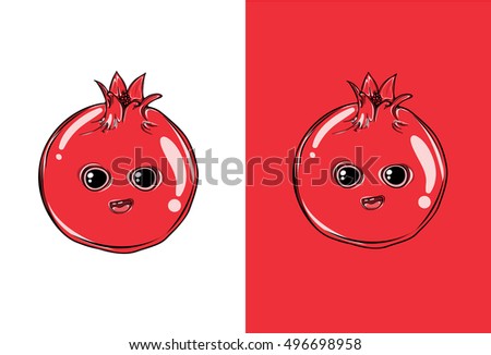 Cute Cartoon pomegranate Character. Detailed Vector illustration for use in kids books, logos, cards and many more.


