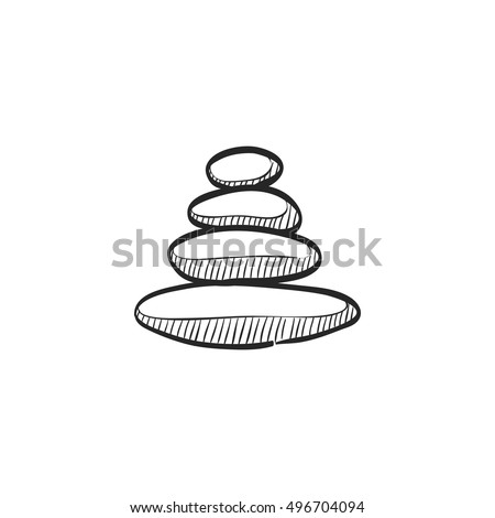 Stacked stone icon in doodle sketch lines. Spa, meditation, wellness, relaxation 