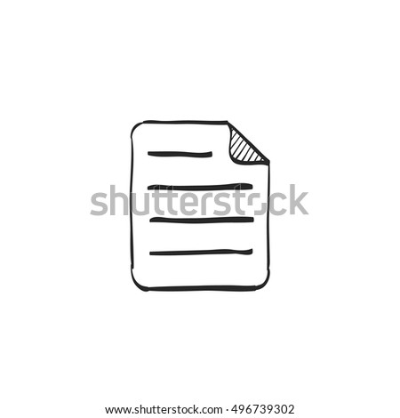 Text file format icon in doodle sketch lines. Document computer data file hosting download