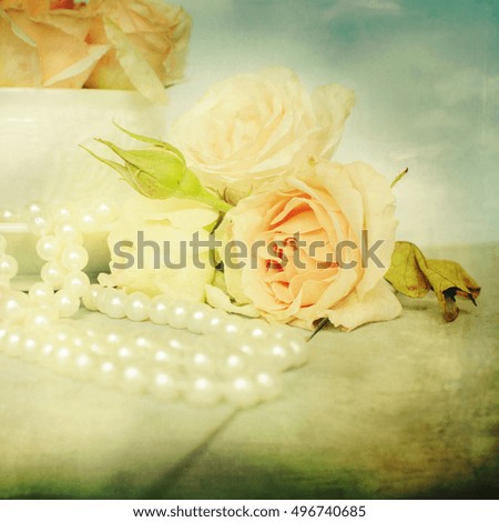 Fresh roses flowers with pearls