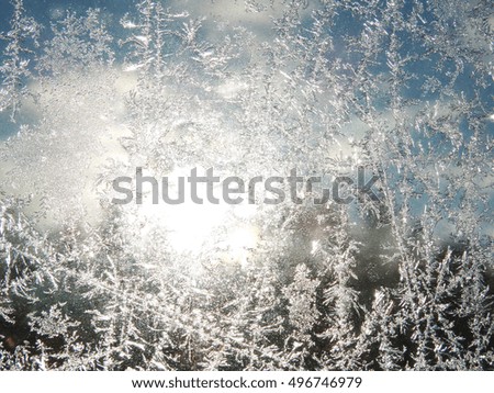 snowflakes on glass as winter season background                               