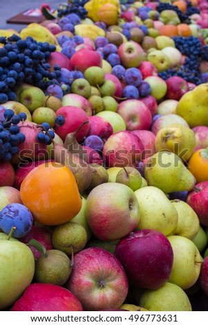 organic fruits autumn festivals with typical Italian products