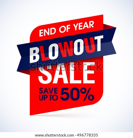 End of year blowout sale banner. Special offer, big sale, save up to 50%. Vector illustration. Royalty-Free Stock Photo #496778335