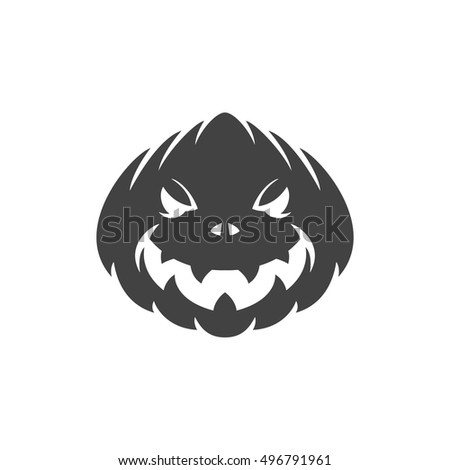 Halloween scary pumpkin face design element isolated on white vector illustration