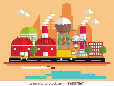factory landscape illustration