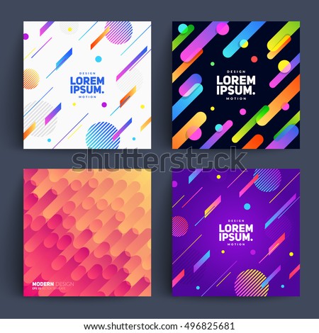 Set of backgrounds with Flat Dynamic Design. Applicable for Covers, Placards, Posters, Flyers and Banner Designs. Vector illustration. Royalty-Free Stock Photo #496825681