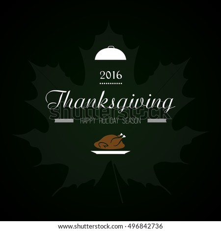 Thanksgiving day banner with a roasted turkey, Vector illustration