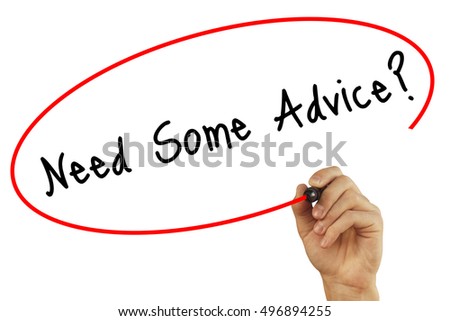 Man Hand writing Need Some Advice? with black marker on visual screen. Isolated on white. Business, technology, internet concept. Stock Photo