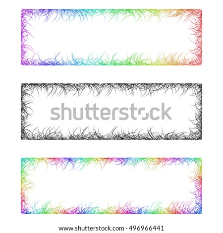 Multicolored sketch banner frame template design set