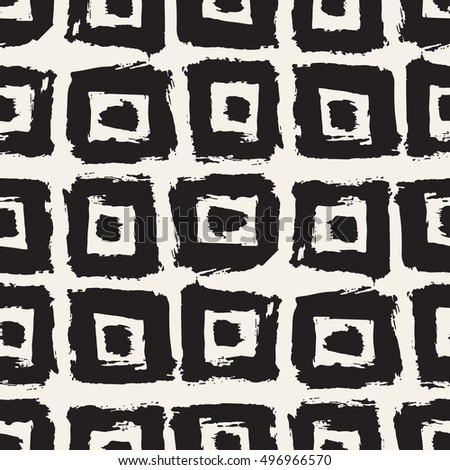 Vector seamless pattern with rhombuses. Abstract background made using of brush smears. Monochrome hand drawn texture. Trendy hipster print. Modern graphic design.