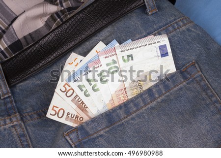 photo of Euros in a jeans pocket