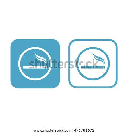 Cigarette vector icon. Allowed smoking sign. White and blue