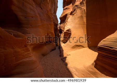 Hidden canyon is a slot canyon similar to famous Antelope canyon in Page