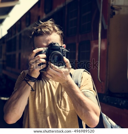 Photographer Camera DSLR Shooting Journalist Concept