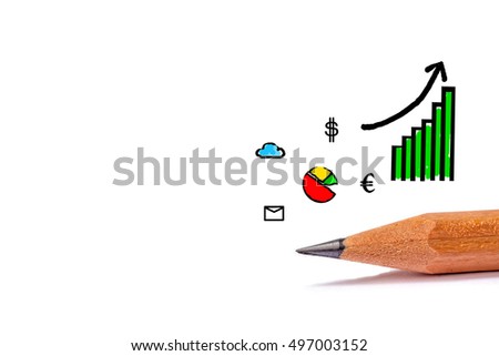 pencil with business icon isolated on white background