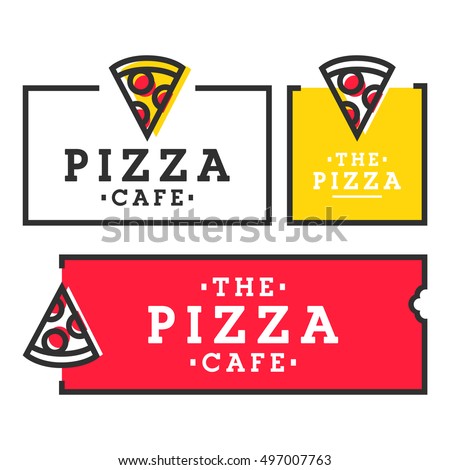 Pizza cafe. Set pizza logo, emblem, label