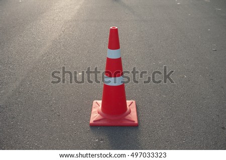 Cones dividing traffic lanes
