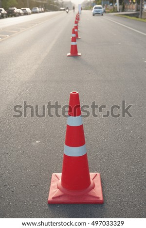 Cones dividing traffic lanes
