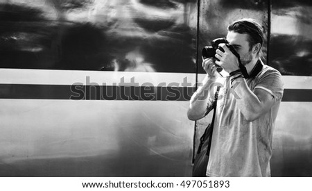 Photographer Camera DSLR Shooting Journalist Concept