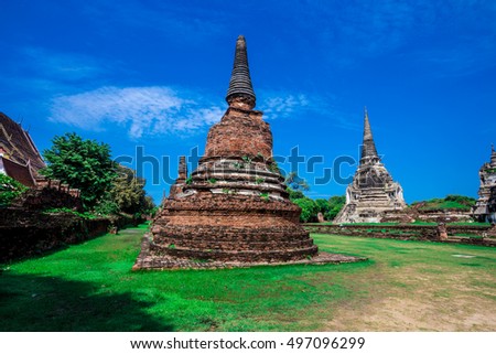 Landscape photo Wat Phra Si Sanphet,Old architecture in Ayutthaya  Thailand