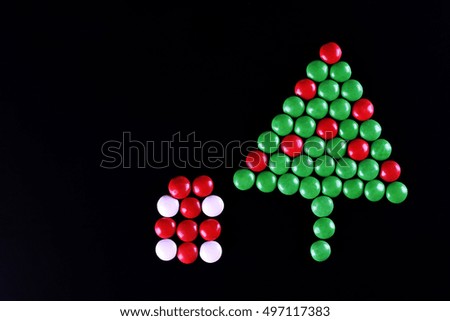 christmas tree shape candy background