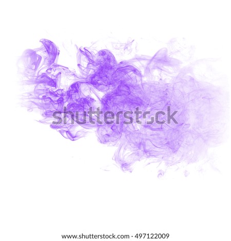 purple smoke abstract on white background. movement of smoke ink. Abstract design of purple powder cloud against white background.