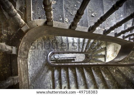 An abstract picture of a staircase. A spiral going down.
