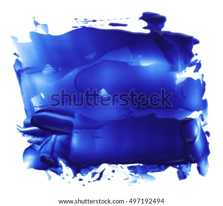 abstract acrylic color brush strokes blots. Isolated on white.