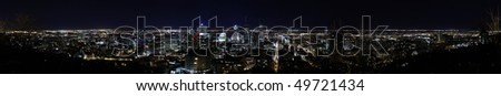 Wide Panorama of Montreal Skyline at Night